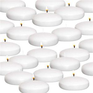 10Hour Floating Candles 3” White Unscented Dripless Wax Discs for Cylinder Vases